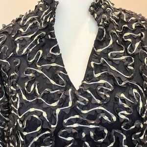 THML black cocktail dress with gold and silver embroidery.